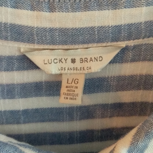 Lucky Brand blue stripe long sleeve blouse - Picture 3 of 4